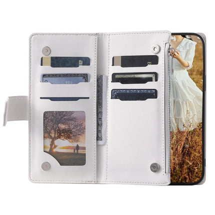 For iPhone 16e Case Rhombus Imprinted Zipper Wallet Leather Cover with Strap
