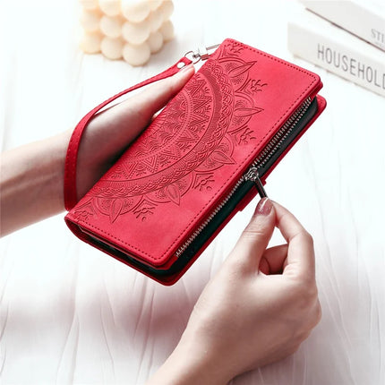 Style 006 For iPhone 16e Wallet Case PU Leather Phone Cover Mandala Flower Pattern