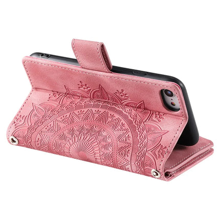 Style 006 For iPhone 16e Wallet Case PU Leather Phone Cover Mandala Flower Pattern