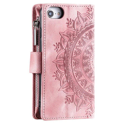 Style 006 For iPhone 16e Wallet Case PU Leather Phone Cover Mandala Flower Pattern