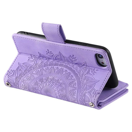 Style 006 For iPhone 16e Wallet Case PU Leather Phone Cover Mandala Flower Pattern