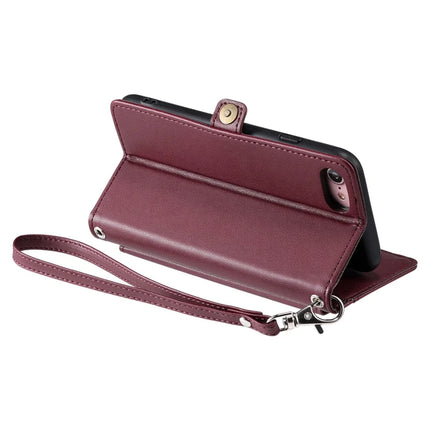 For iPhone 16e Leather Case with Wrist Strap Wallet Stand Phone Cover