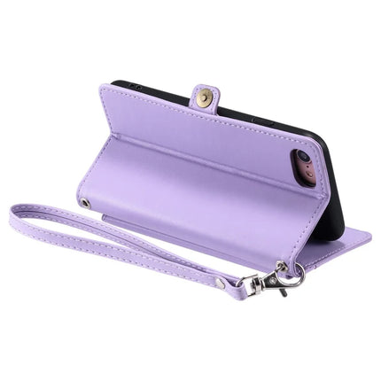 For iPhone 16e Leather Case with Wrist Strap Wallet Stand Phone Cover