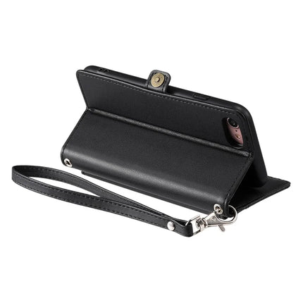 For iPhone 16e Leather Case with Wrist Strap Wallet Stand Phone Cover