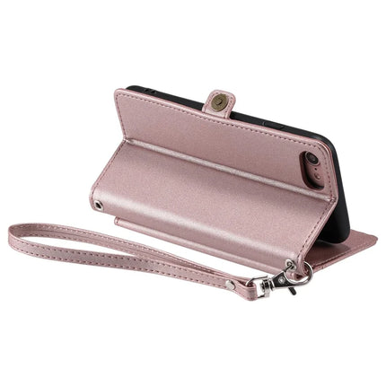 For iPhone 16e Leather Case with Wrist Strap Wallet Stand Phone Cover