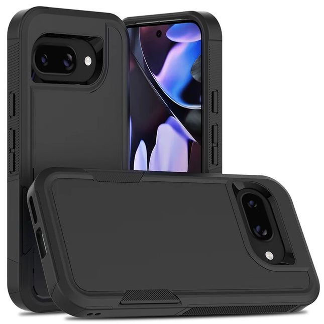 For Google Pixel 9a Case 2 in 1 PC + TPU Shockproof Phone Cover - Black