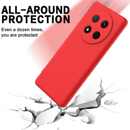 For Honor Magic7 Lite 5G Case Liquid Silicone Phone Back Cover with Hand Strap