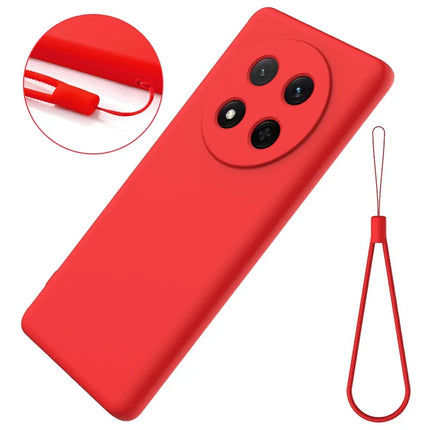 For Honor Magic7 Lite 5G Case Liquid Silicone Phone Back Cover with Hand Strap