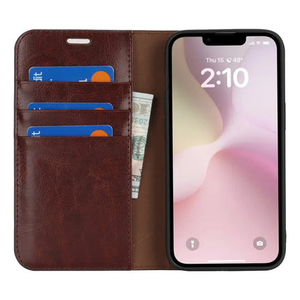 For iPhone 16e Case Crazy Horse Texture Split Leather Wallet Phone Cover