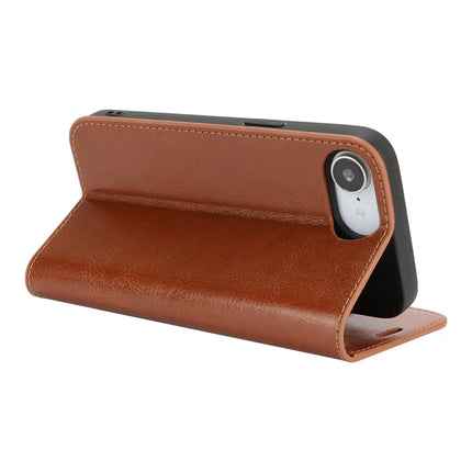 For iPhone 16e Case Crazy Horse Texture Split Leather Wallet Phone Cover