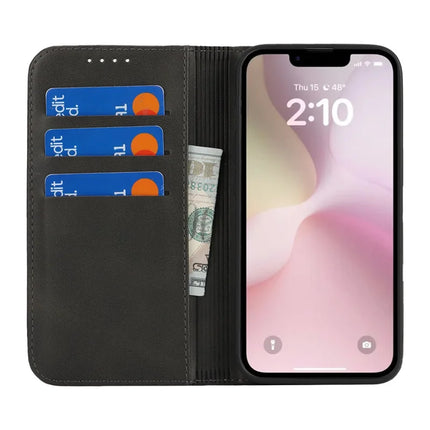 For iPhone 16e Case PU Leather Calf Textured Magnetic Closing Smart Phone Cover