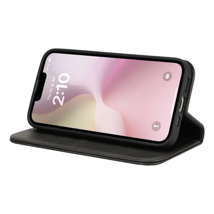 For iPhone 16e Case PU Leather Calf Textured Magnetic Closing Smart Phone Cover