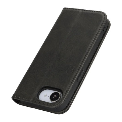 For iPhone 16e Case PU Leather Calf Textured Magnetic Closing Smart Phone Cover