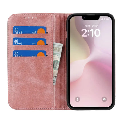 For iPhone 16e Case PU Leather Calf Textured Magnetic Closing Smart Phone Cover