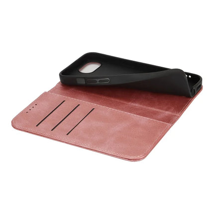 For iPhone 16e Case PU Leather Calf Textured Magnetic Closing Smart Phone Cover