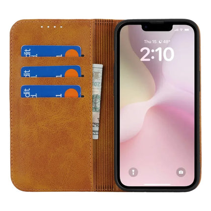 For iPhone 16e Case PU Leather Calf Textured Magnetic Closing Smart Phone Cover