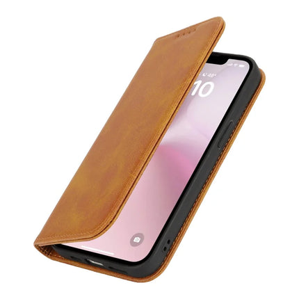For iPhone 16e Case PU Leather Calf Textured Magnetic Closing Smart Phone Cover