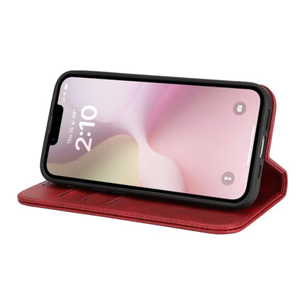 For iPhone 16e Case PU Leather Calf Textured Magnetic Closing Smart Phone Cover