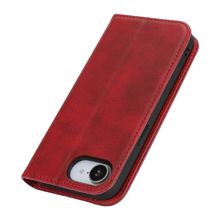 For iPhone 16e Case PU Leather Calf Textured Magnetic Closing Smart Phone Cover