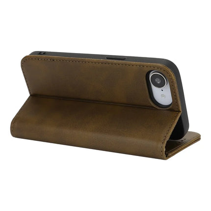 For iPhone 16e Case PU Leather Calf Textured Magnetic Closing Smart Phone Cover