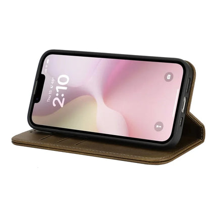 For iPhone 16e Case PU Leather Calf Textured Magnetic Closing Smart Phone Cover