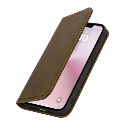 For iPhone 16e Case PU Leather Calf Textured Magnetic Closing Smart Phone Cover