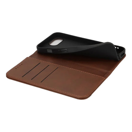 For iPhone 16e Case PU Leather Calf Textured Magnetic Closing Smart Phone Cover