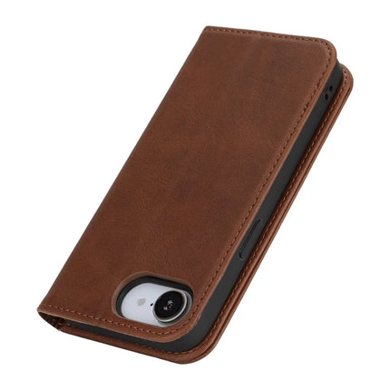 For iPhone 16e Case PU Leather Calf Textured Magnetic Closing Smart Phone Cover