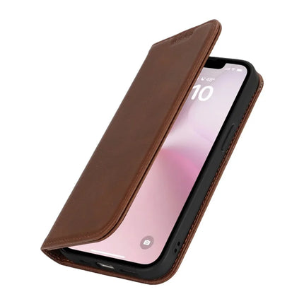 For iPhone 16e Case PU Leather Calf Textured Magnetic Closing Smart Phone Cover