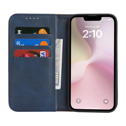 For iPhone 16e Case Calf Texture 3 Card Slots Color Splicing Leather Phone Cover