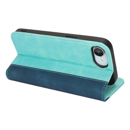 For iPhone 16e Case Calf Texture 3 Card Slots Color Splicing Leather Phone Cover