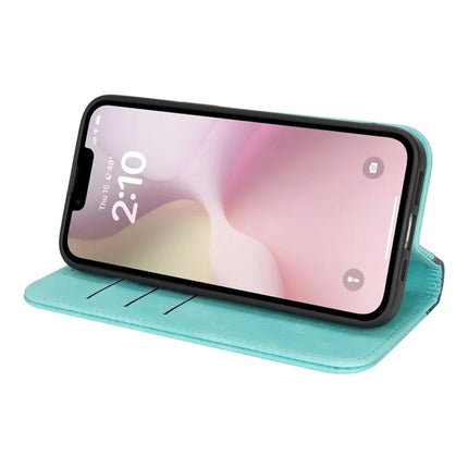 For iPhone 16e Case Calf Texture 3 Card Slots Color Splicing Leather Phone Cover