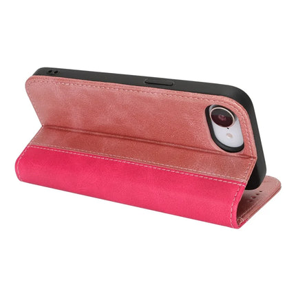 For iPhone 16e Case Calf Texture 3 Card Slots Color Splicing Leather Phone Cover