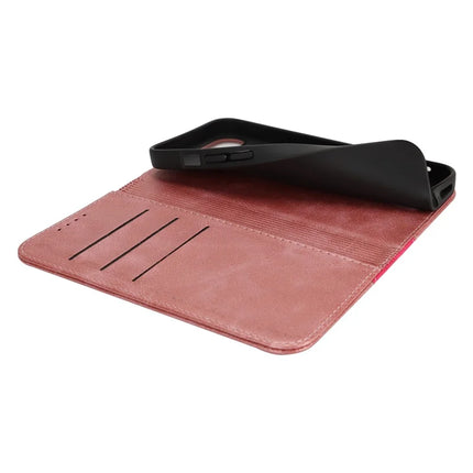 For iPhone 16e Case Calf Texture 3 Card Slots Color Splicing Leather Phone Cover