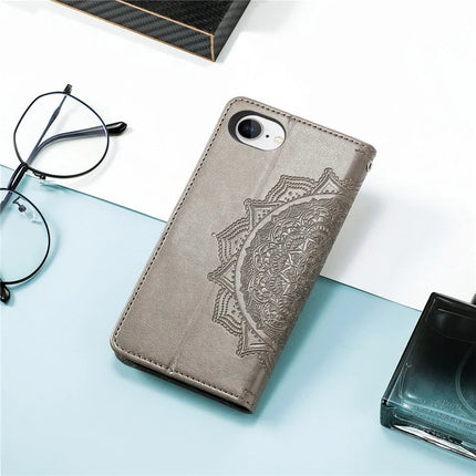 For iPhone 16e Wallet Case Mandala Flower Leather Phone Cover Stand