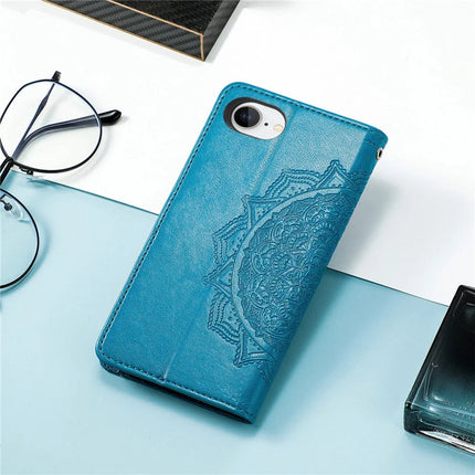 For iPhone 16e Wallet Case Mandala Flower Leather Phone Cover Stand
