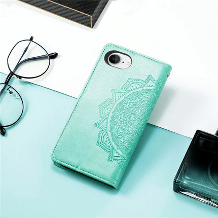 For iPhone 16e Wallet Case Mandala Flower Leather Phone Cover Stand