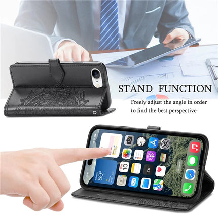 For iPhone 16e Wallet Case Mandala Flower Leather Phone Cover Stand