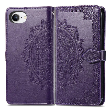 For iPhone 16e Wallet Case Mandala Flower Leather Phone Cover Stand