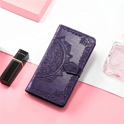 For iPhone 16e Wallet Case Mandala Flower Leather Phone Cover Stand