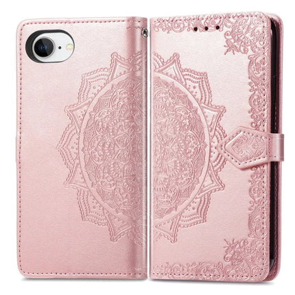For iPhone 16e Wallet Case Mandala Flower Leather Phone Cover Stand