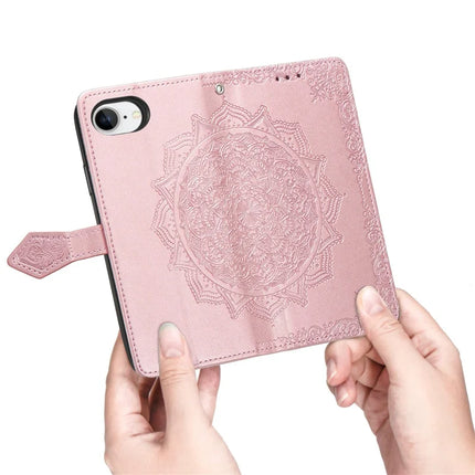 For iPhone 16e Wallet Case Mandala Flower Leather Phone Cover Stand