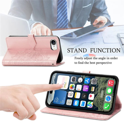 For iPhone 16e Wallet Case Mandala Flower Leather Phone Cover Stand