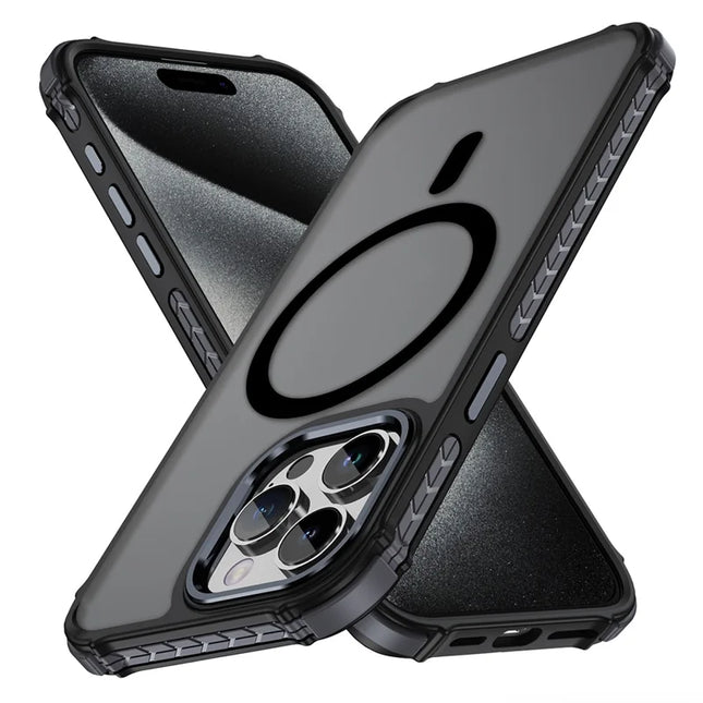 For iPhone 15 Pro Max Case Compatible with MagSafe PC + TPU Skin Feeling Back Cover - Black