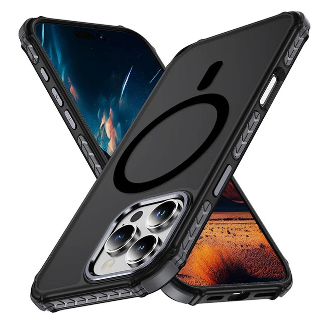 For iPhone 16 Pro Max Case Compatible with MagSafe PC + TPU Skin Feeling Back Cover - Black