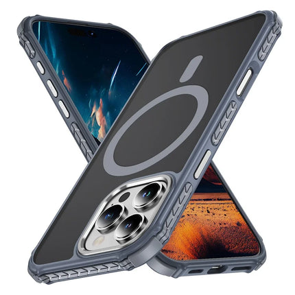 For iPhone 16 Pro Case Compatible with MagSafe PC + TPU Skin Feeling Back Cover - Grey