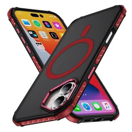 For iPhone 16 Case Compatible with MagSafe PC + TPU Skin Feeling Back Cover - Red