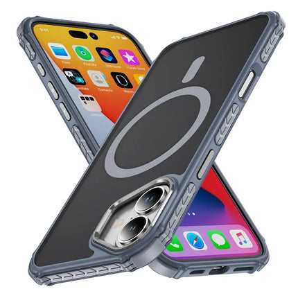 For iPhone 16 Case Compatible with MagSafe PC + TPU Skin Feeling Back Cover - Grey
