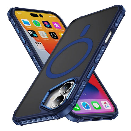 For iPhone 16 Case Compatible with MagSafe PC + TPU Skin Feeling Back Cover - Blue