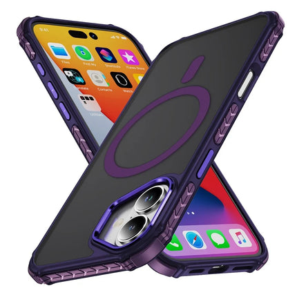 For iPhone 16 Case Compatible with MagSafe PC + TPU Skin Feeling Back Cover - Purple